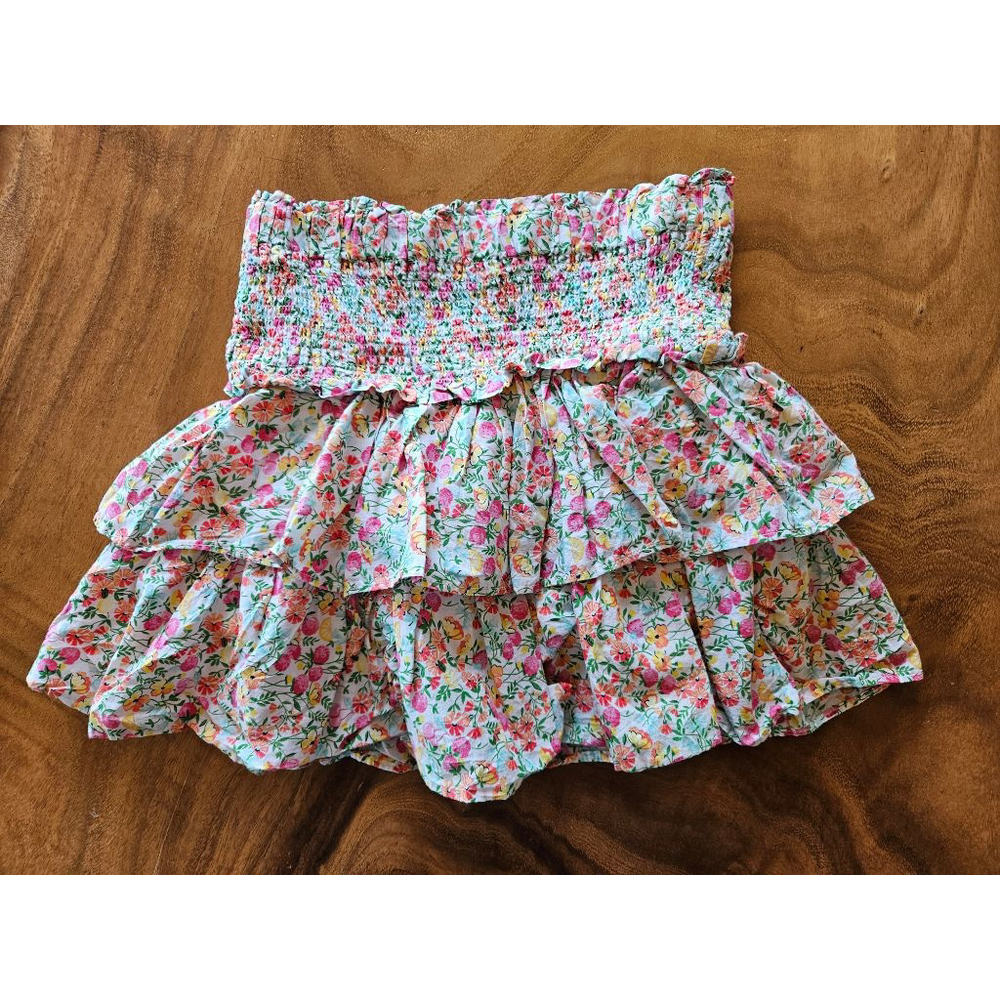 Girls Janie and Jack White Multi-color Floral Tiered Skirt Size 10